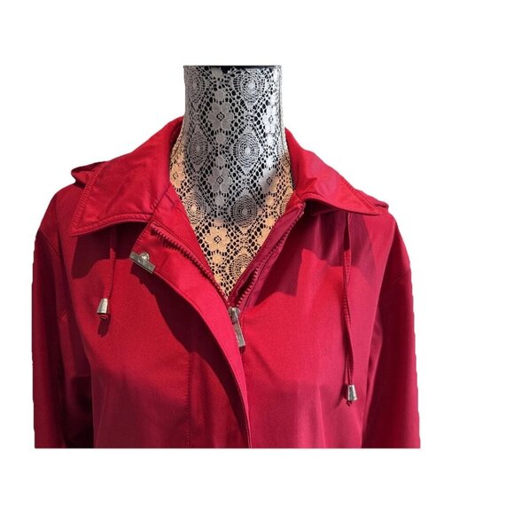 London Fog Red DOTTI jacket women’s Medium, hood Polka dot - Picture 9 of 16